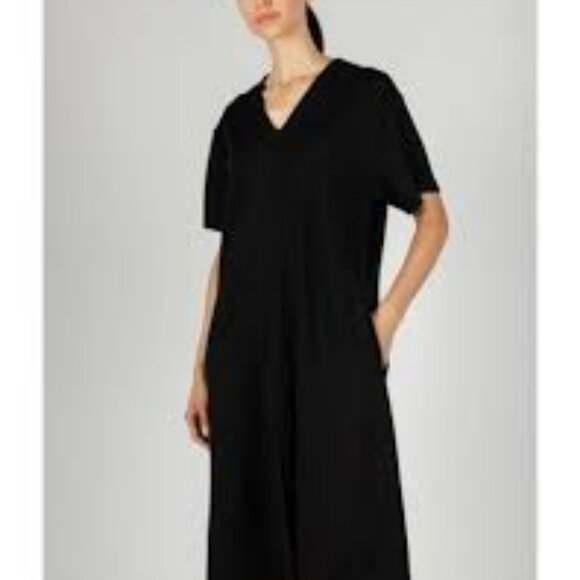 Linen Blend Midi V Neck Shift Dress - Picture 3 of 12